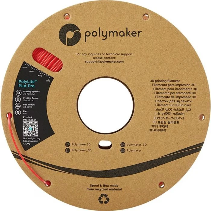 Пластик для 3D-принтера Polymaker PLA POLYLITE PRO 1,75mm 1kg ЧЕРВОНИЙ (PA07004) (UA)