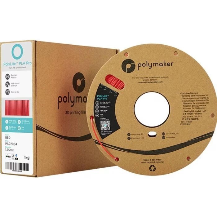 Пластик для 3D-принтера Polymaker PLA POLYLITE PRO 1,75mm 1kg ЧЕРВОНИЙ (PA07004) (UA)