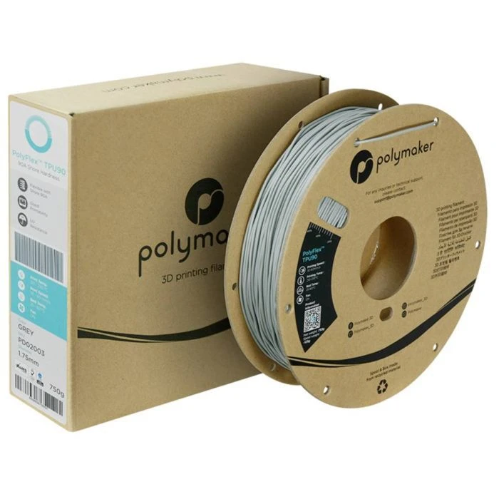 Пластик для 3D-принтера Polymaker TPU-90A 1,75mm 0,75kg СІРИЙ (PD02003) (UA)