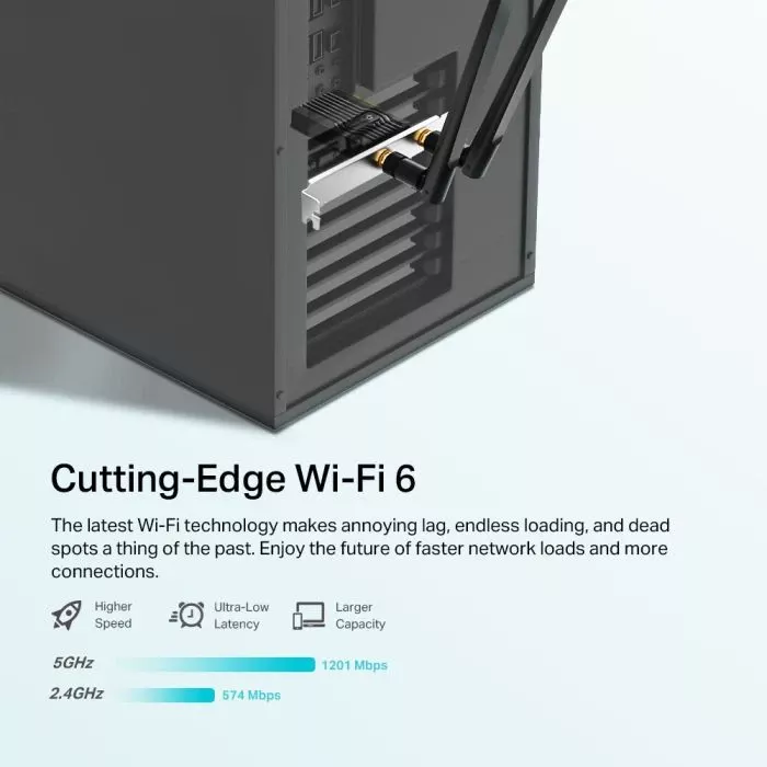 Мережева карта Wi-Fi TP-Link ARCHER-TX20E (UA) Швидкість передачі даних: 1201+574