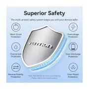 Vention 20000mAh 22,5W Fast Charging, with built-in USB-C cable, Black (FKBB0-C) (UA)