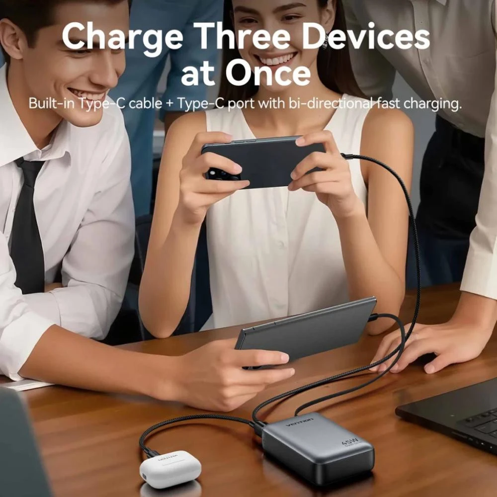 Vention 20000mAh 45W Mini with Built-in USB-C Gray (FHGH0) (UA)