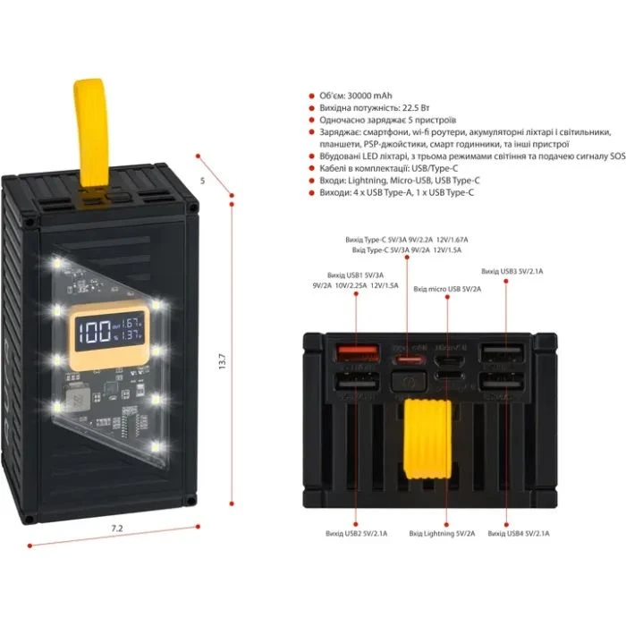 AURA NRG-P30 30000mAh 22.5W Black (PBANRG-P30B) (UA)