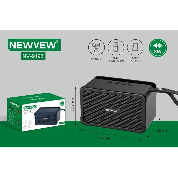 NEWVEW NV-9193 BT/USB/TF/FM Black (NWVW-NV-9193-BK) (UA)