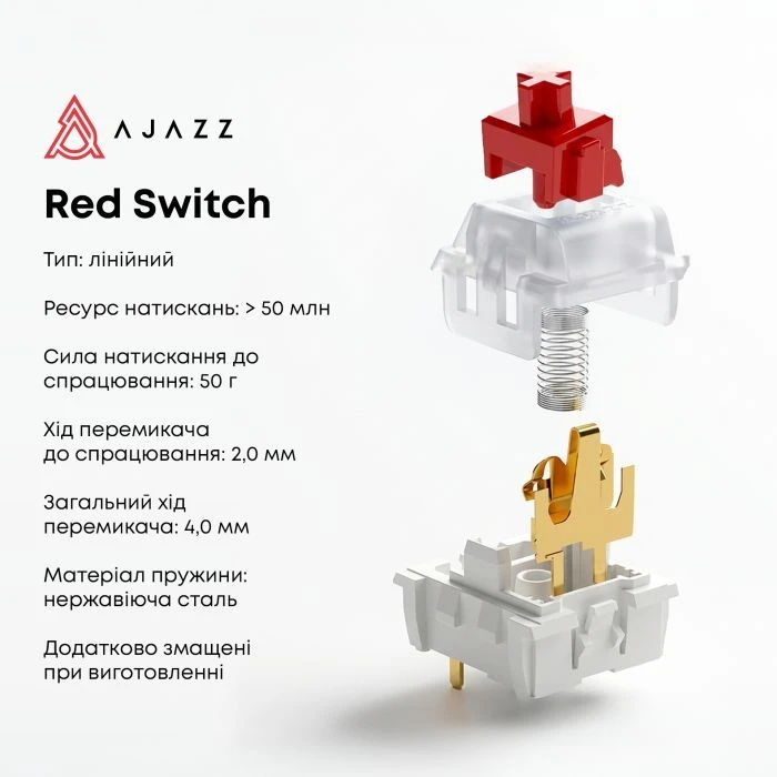 Ajazz AK820 Red Switch USB-C UA Black (AK820-R-B) (UA)