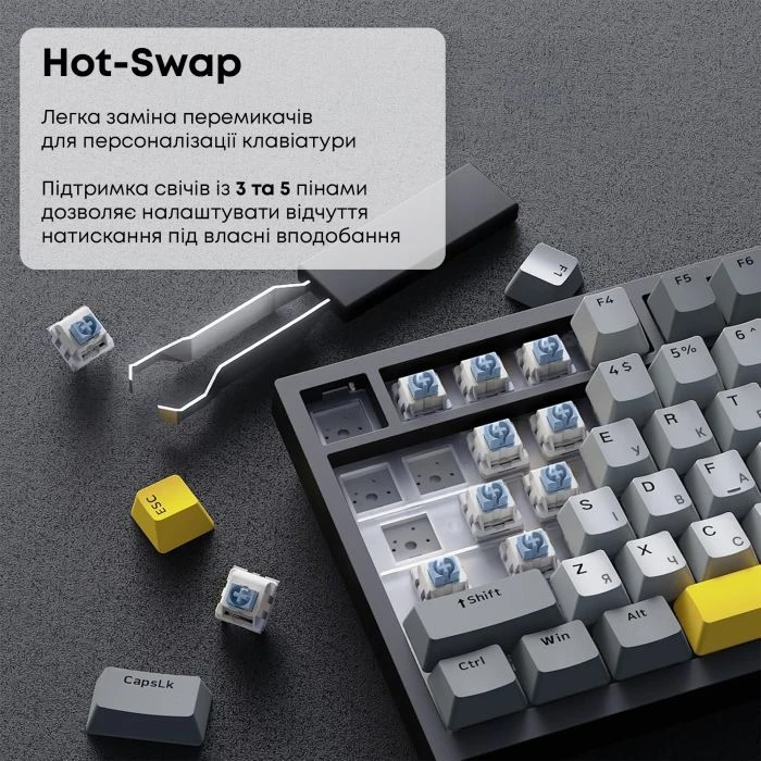 Ajazz AK820 Sea Salt Switch RGB USB-C UA Black (AK820-SS-BGY) (UA)