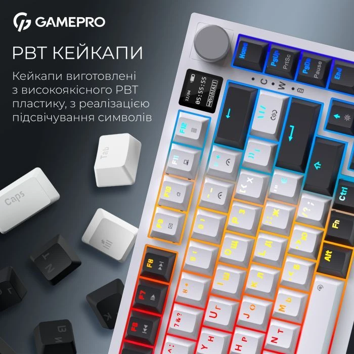 GamePro Asgard Valhalla Pro QLAB Sakura Switch RGB Bluetooth/Wireless/USB-C UA White (MK160-W-D-QS-PRO) (UA)