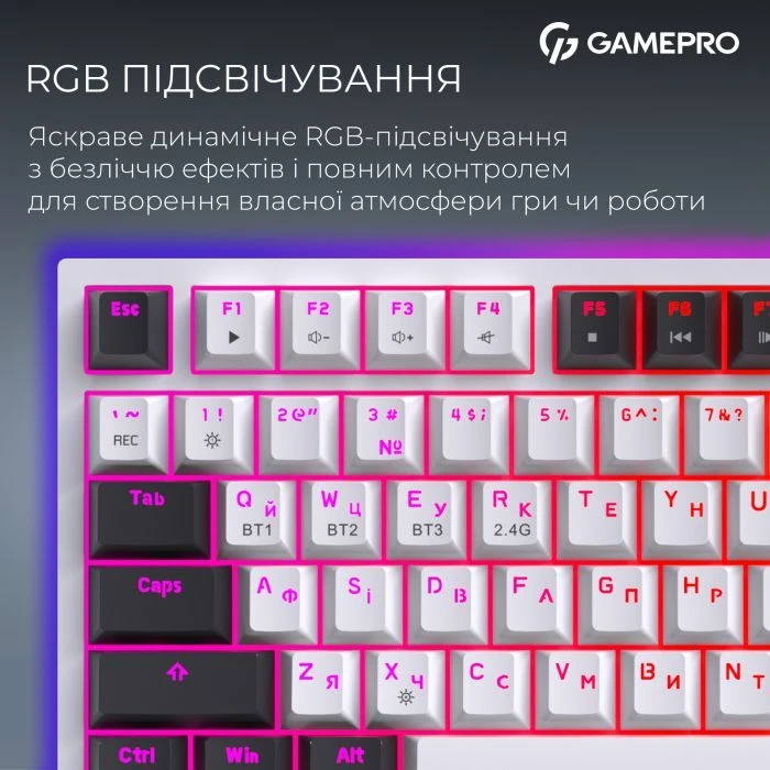 GamePro Asgard Valhalla Pro QLAB Sakura Switch RGB Bluetooth/Wireless/USB-C UA White (MK160-W-D-QS-PRO) (UA)