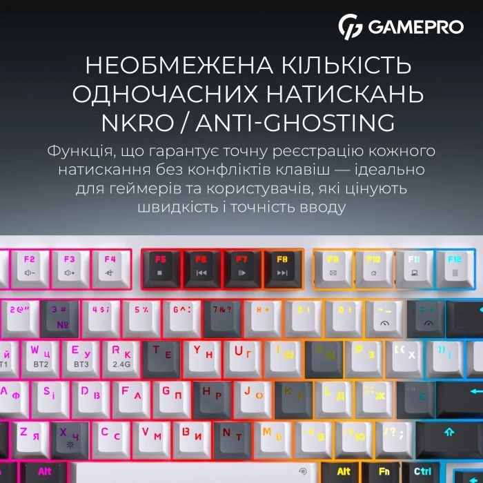 GamePro Asgard Valhalla Pro QLAB Sakura Switch RGB Bluetooth/Wireless/USB-C UA White (MK160-W-D-QS-PRO) (UA)