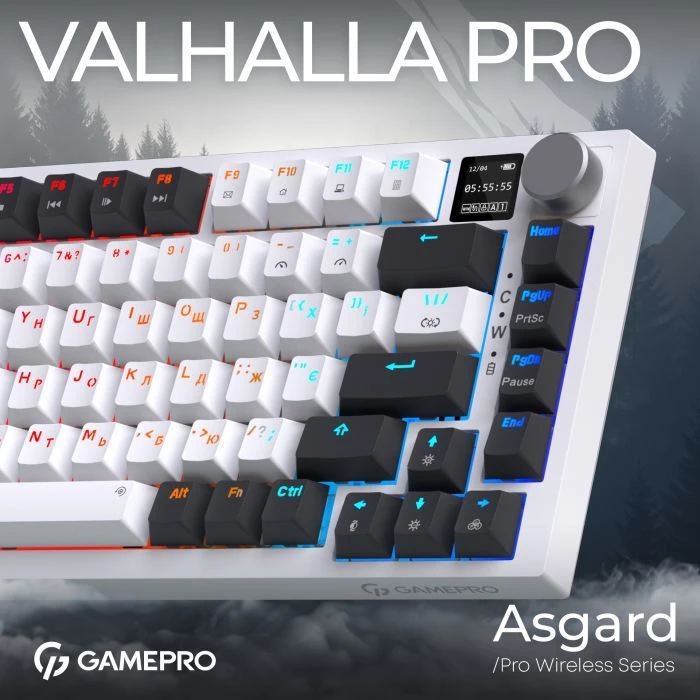 GamePro Asgard Valhalla Pro QLAB Sakura Switch RGB Bluetooth/Wireless/USB-C UA White (MK160-W-D-QS-PRO) (UA)