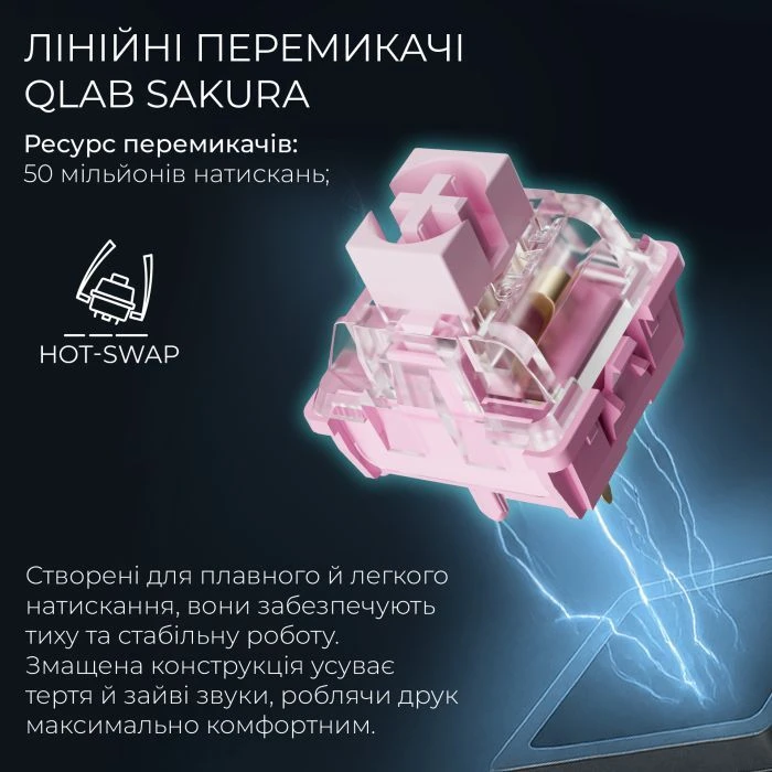 GamePro Asgard Valhalla Pro QLAB Sakura Switch RGB Bluetooth/Wireless/USB-C UA White (MK160-W-D-QS-PRO) (UA)