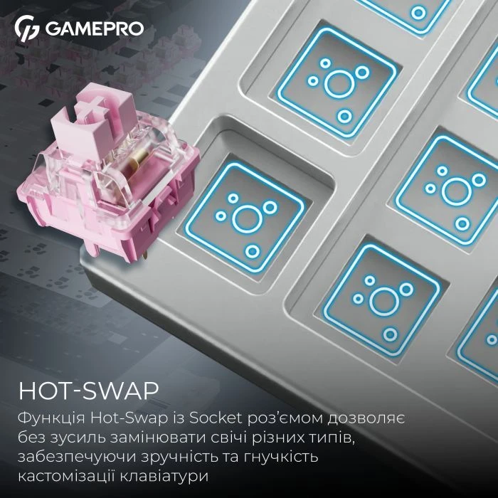 GamePro Asgard Valhalla Pro QLAB Sakura Switch RGB Bluetooth/Wireless/USB-C UA White (MK160-W-D-QS-PRO) (UA)