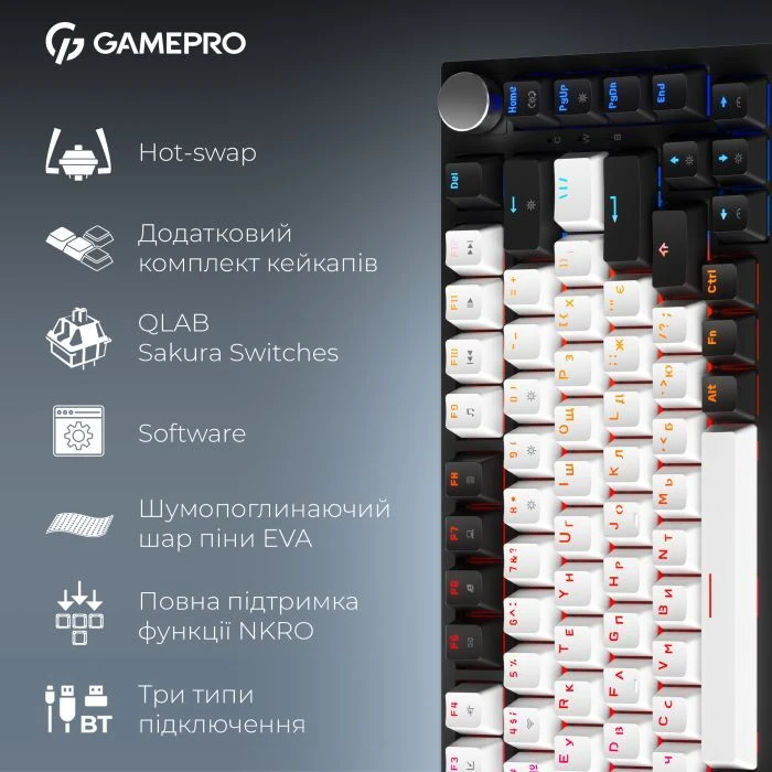 GamePro Asgard Valhalla QLAB Sakura Switch RGB Bluetooth/Wireless/USB-C UA Black (MK160-B-QS-PRO) (UA)