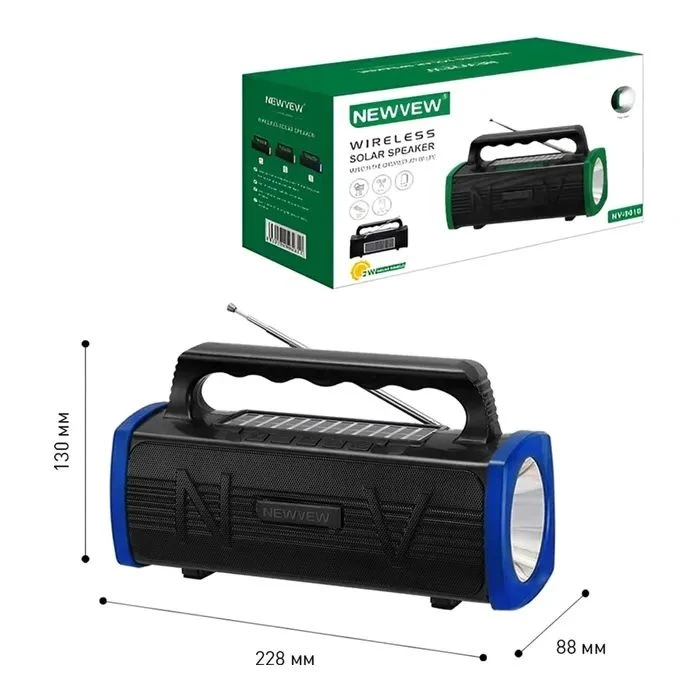 NEWVEW NV-9010 Solar Panel/BT/USB/TF/FM Blue (NWVW-NV-9010-BL) (UA)