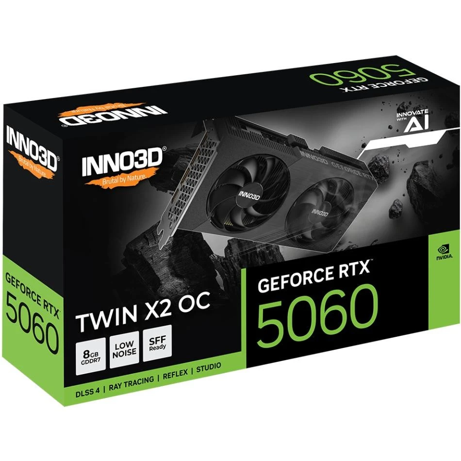 INNO3D GeForce RTX 5060 8GB TWIN X2 OC V2 (N50602-08D7X-195071N) (UA) Бренд: INNO3D; Производитель GPU: NVIDIA;
