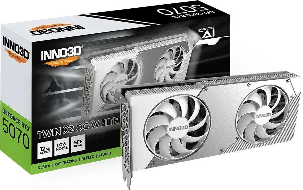 INNO3D GeForce RTX 5070 TWIN X2 OC WHITE (N50702-12D7X-195064W) (UA) Бренд: INNO3D; Производитель GPU: NVIDIA;
