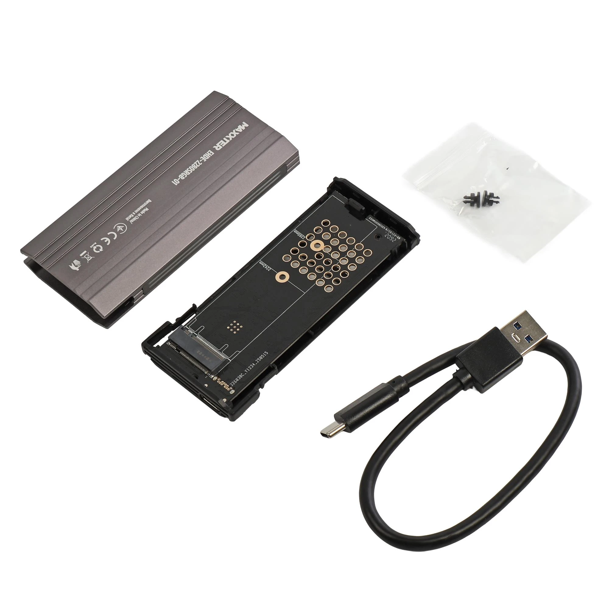 Внешний карман Maxxter M.2 NVMe PCIe (EHDE-2280SRGB-01) (UA) Тип: внешний; Назначение: для SSD