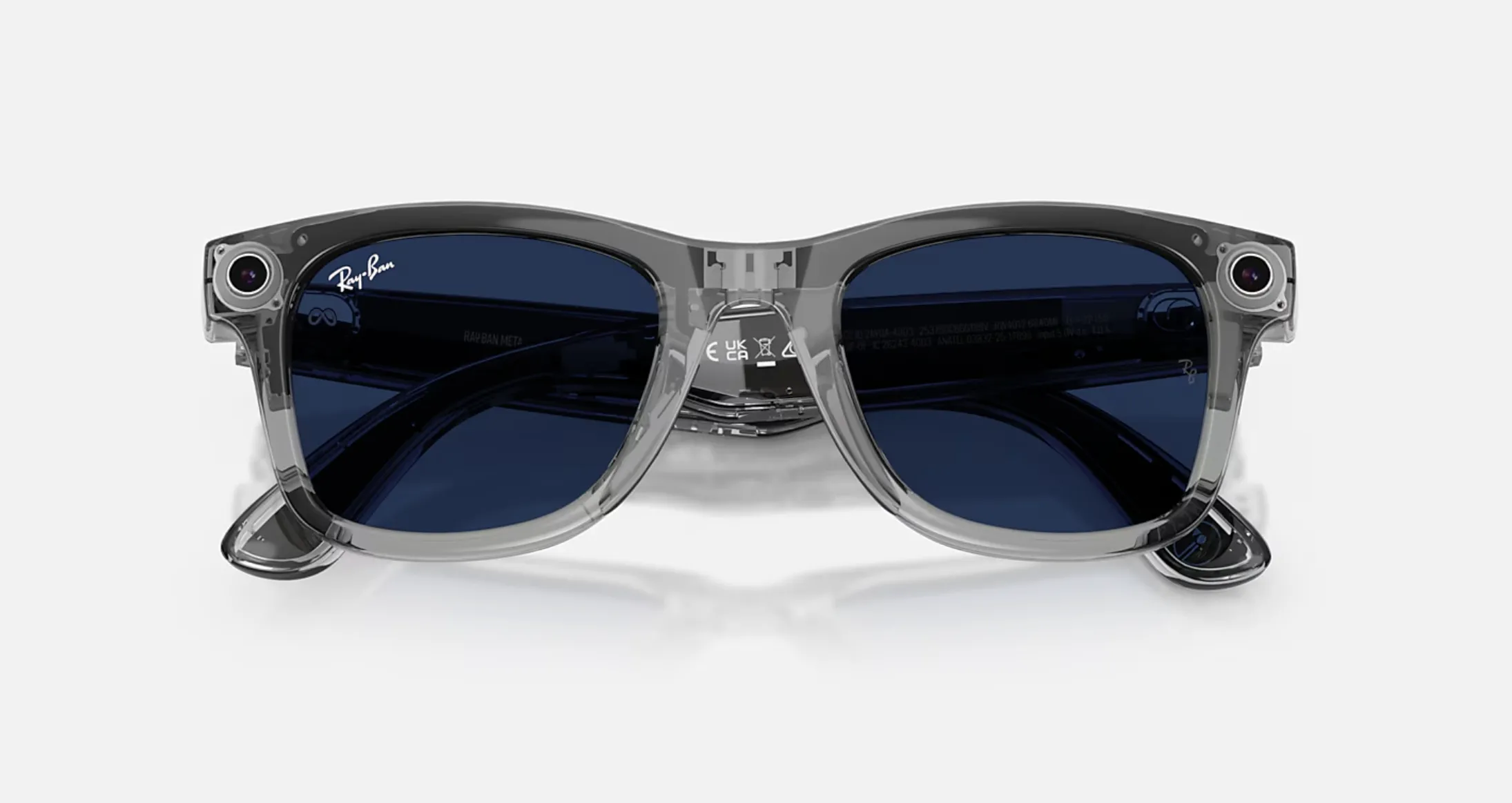 Ray-Ban Meta Wayfarer Gen2 Standard Shiny Transparent Grey Frame/Clear Sapphire Lenses (RW4012 6840MF 50-22)