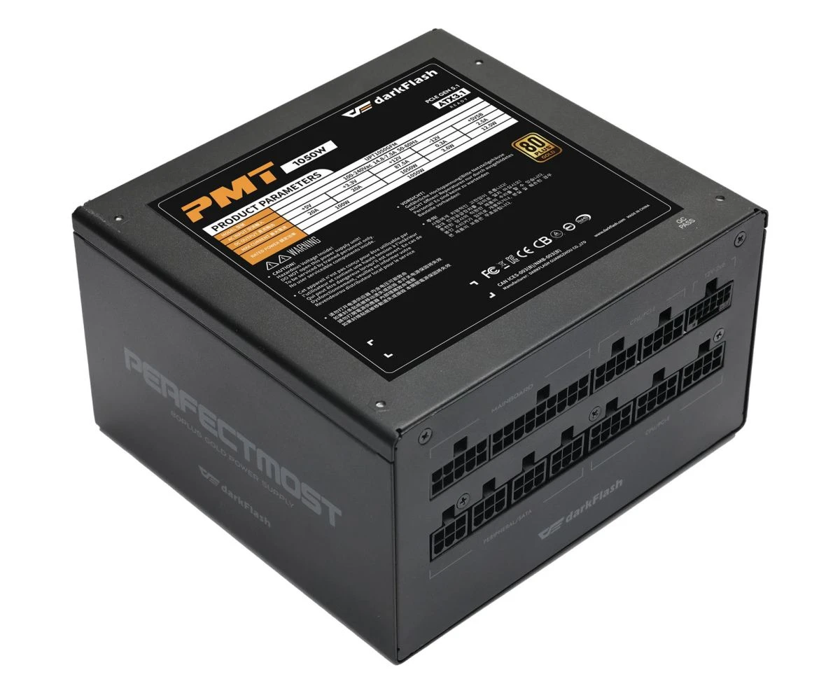 DarkFlash PMT1050 1050W 80 Plus Gold (PMT1050 Black) EU Максимальная мощность, Вт: 1050 Вт;