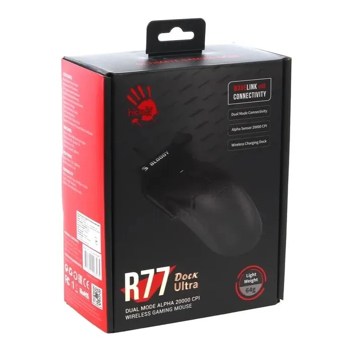 A4Tech Bloody R77 Ultra Wireless Dock Black (4711421003575) (UA) Тип: Игровые; Подключение: