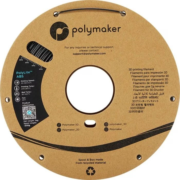 Пластик для 3D-принтера Polymaker ABS POLYLITE 1,75mm 1kg Black (PE01001) (UA)