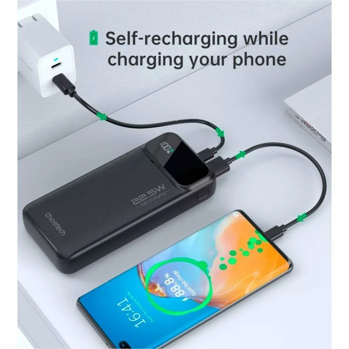 Choetech 20000mAh, PD/22.5W, QC/3.0, AFC Samsung, LED (B729) (UA)