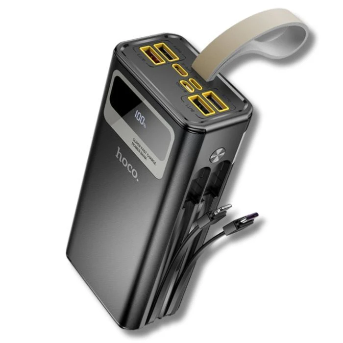 HOCO 30000mAh Plentiful 22.5W, built-in cables, LED, Black (DB58 / 715030) (UA)