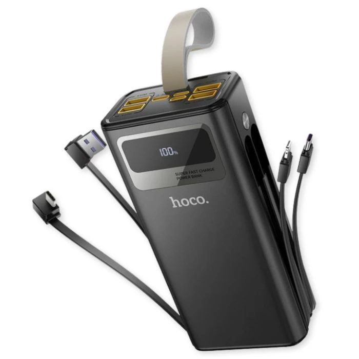 HOCO 30000mAh Plentiful 22.5W, built-in cables, LED, Black (DB58 / 715030) (UA)
