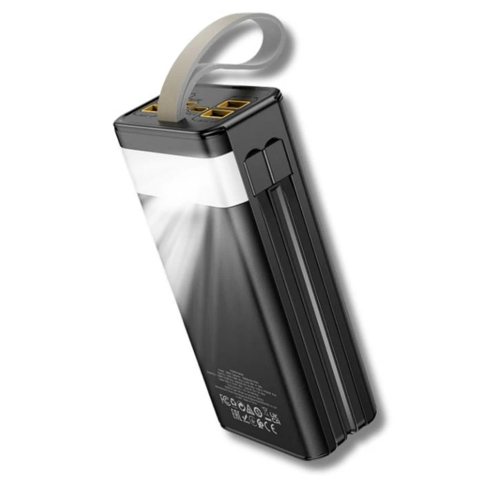 HOCO 30000mAh Plentiful 22.5W, built-in cables, LED, Black (DB58 / 715030) (UA)