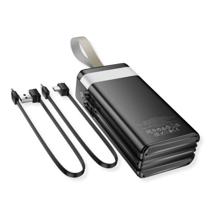 HOCO 30000mAh Plentiful 22.5W, built-in cables, LED, Black (DB58 / 715030) (UA)