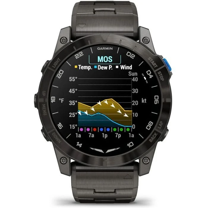 Смарт-годинники Garmin D2 Mach 2, 47mm, Saph, Bare Ti/Blk w/LthrBd, GPS (010-02904-31) (UA)