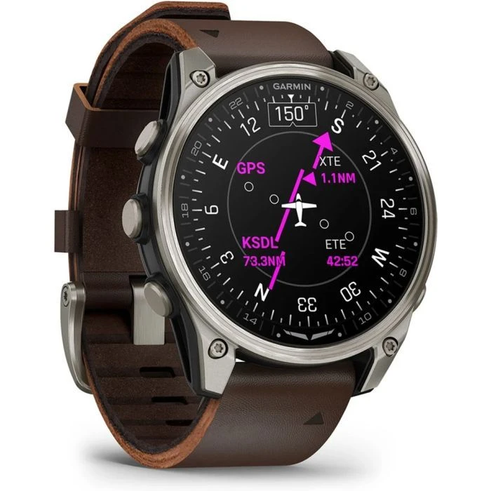 Смарт-часы Garmin D2 Mach 2, 47mm, Saph, Bare Ti/Blk w/LthrBd, GPS (010-02904-31) (UA)
