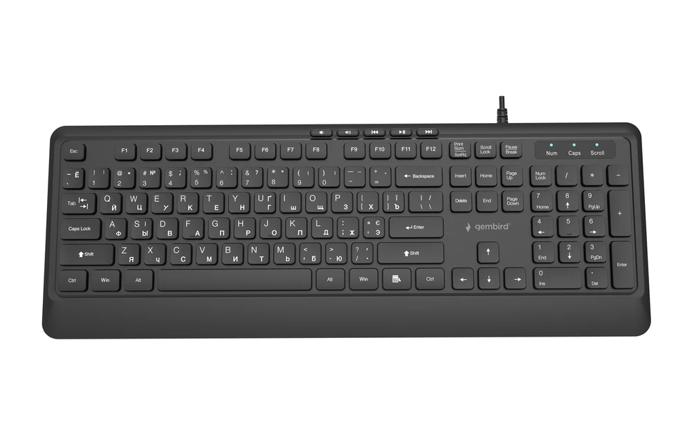 Gembird KB-MCH-05-CYRL Black (UA) Тип клавиш: мембранный механизм
