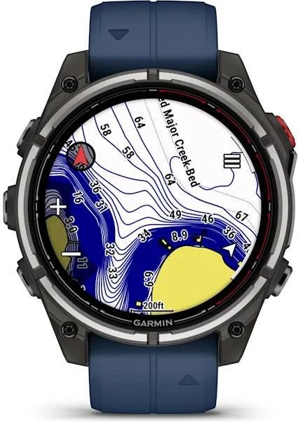 Смарт-годинник Garmin Fenix 8 Pro 47 мм AMOLED Marine GPS Titanium з синім силіконовим ремінцем (010-03198-50)