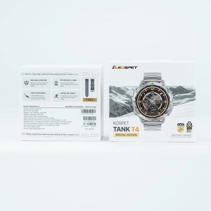 Смарт-годинники KOSPET TANK T4SE SILVER (6978602500614) (UA) Форма годинників: круглі;