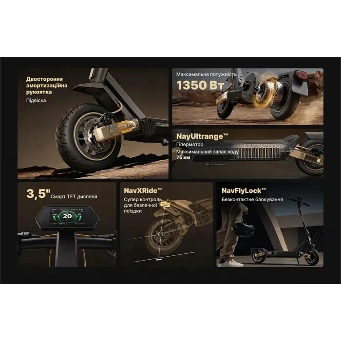 Електросамокат Navee ST5 Pro (ST5 Pro EU) (UA) Діаметр колес: 10; Максимальне