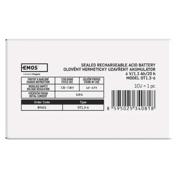 EMOS B9651 AGM 6V 1.3Ah fast 4,7mm (B9651) (UA)