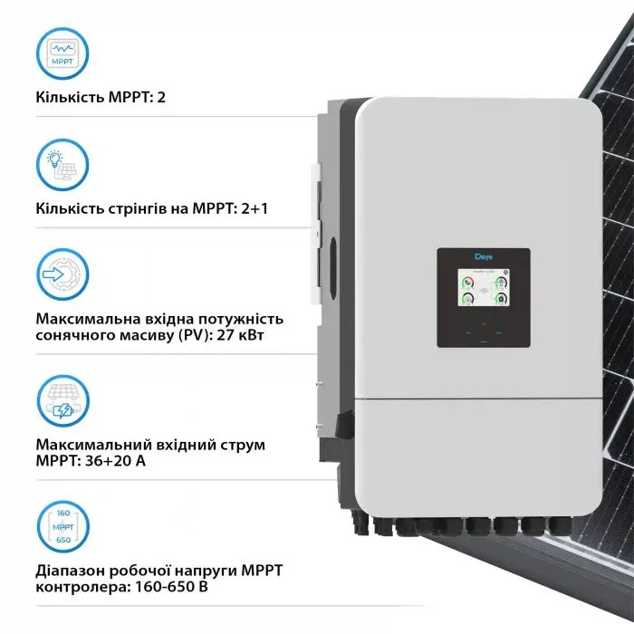 Сонячний інвертор Deye SUN-18K-SG05LP3-EU-SM2, 18кВт (SUN-18K-SG05LP3-EU-SM2) (UA)