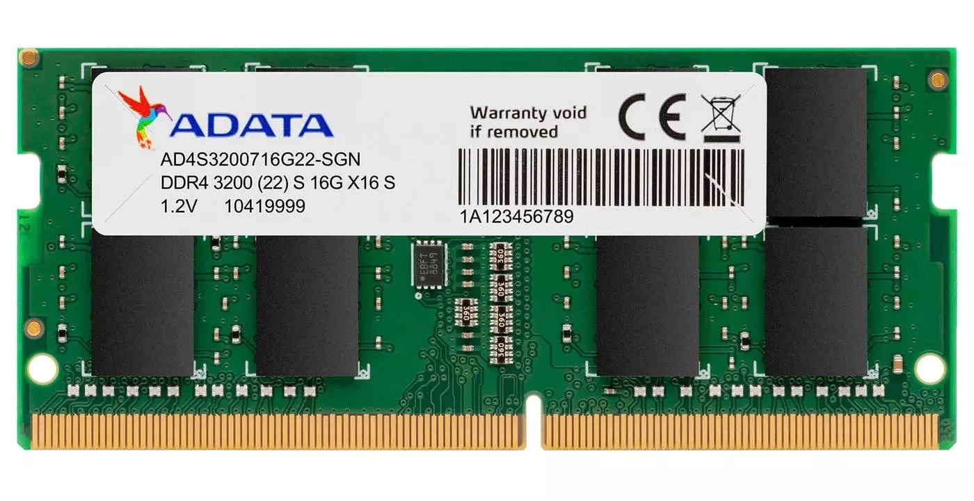 ADATA 16GB (1x16GB) 3200MHz CL22 (AD4S320016G22-SGN) EU Тип пам'яті: DDR4; Загальний об'єм: