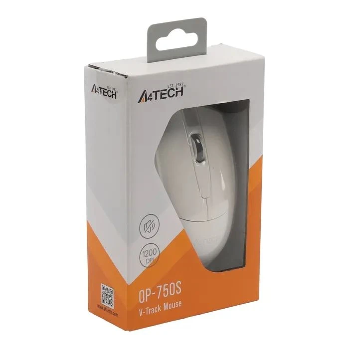 A4Tech OP-750S USB White (4711421003735) (UA) Тип: Бесшумные,Классические;