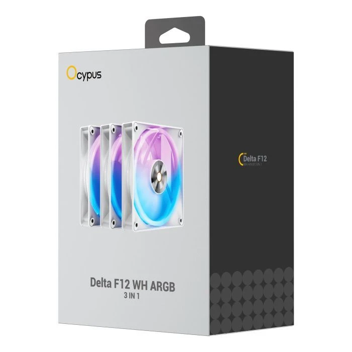Кулер для корпуса OCYPUS DELTA F12 ARGB 3 IN (DELTA-F12-WH3AM00X-GL) (UA)