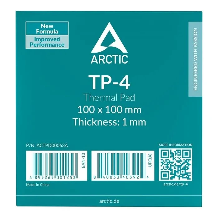 Термопрокладка Arctic 100X100X1.0 (ACTPD00063A) (UA) Количество: 1 шт; Страна