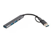 Maxxter 1xUSB-A 3.0, 2xUSB-A 2.0, 1xUSB-C Gray (HU3C-4P1CN-01) (UA)