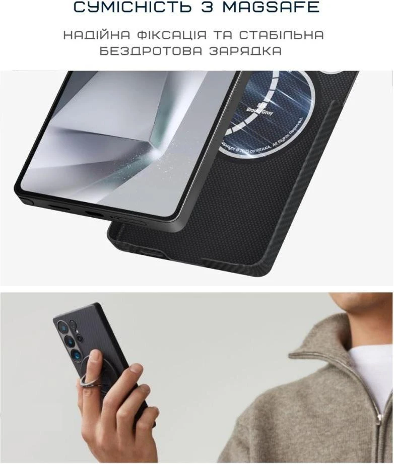Чохол для смартфона Pitaka Ultra-Slim Case Classic Twill 600D Black/Grey для Samsung Galaxy S25 Ultra Black/Grey (KS2501U)