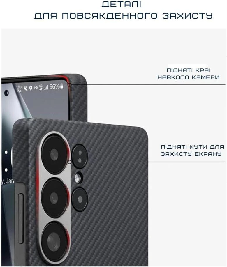 Чохол для смартфона Pitaka Ultra-Slim Case Classic Twill 600D Black/Grey для Samsung Galaxy S25 Ultra Black/Grey (KS2501U)