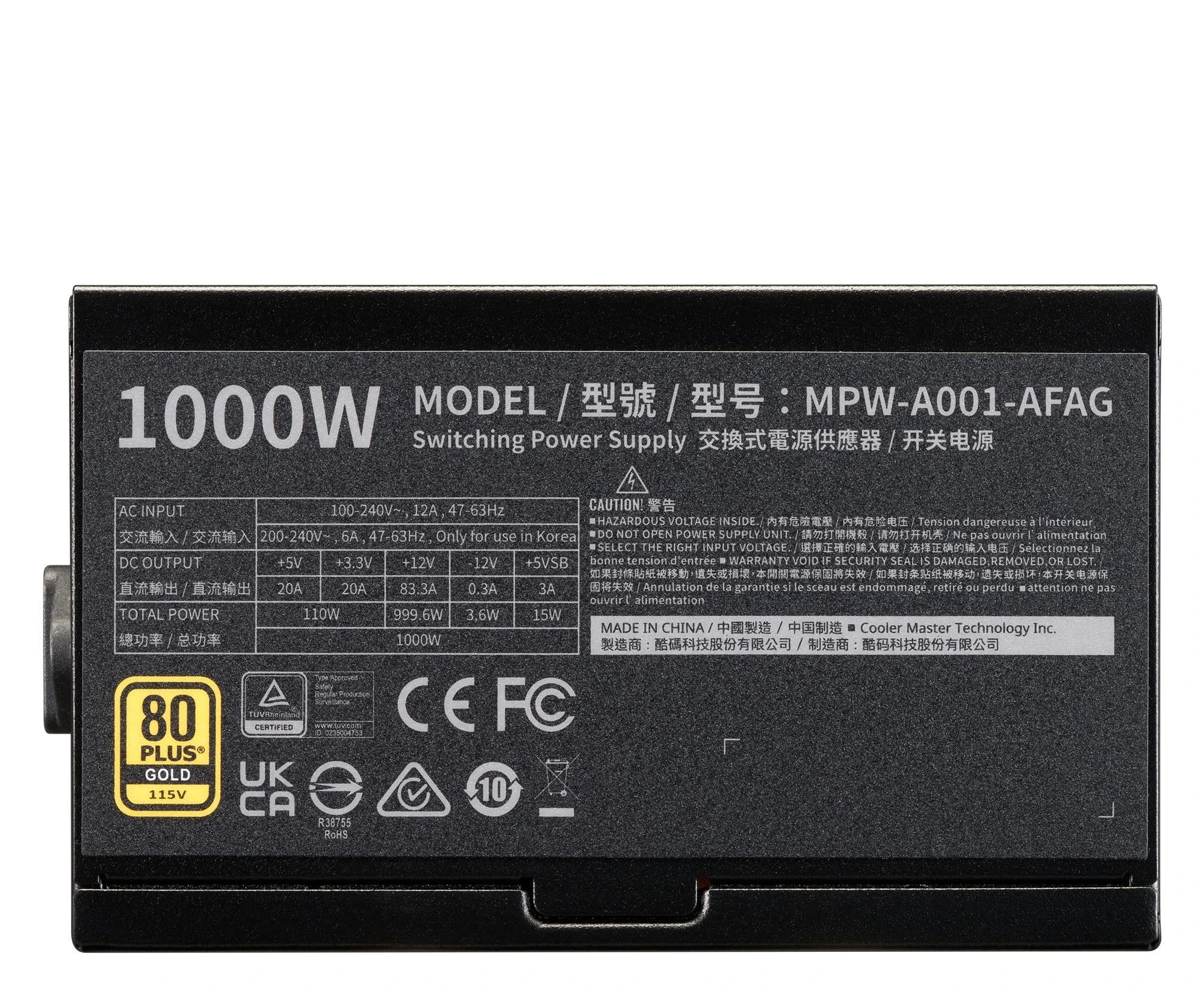 Cooler Master ELITE Gold 1000W FM 80 Plus Gold ATX 3.1 (MPW-A001-AFAG-BEU) EU