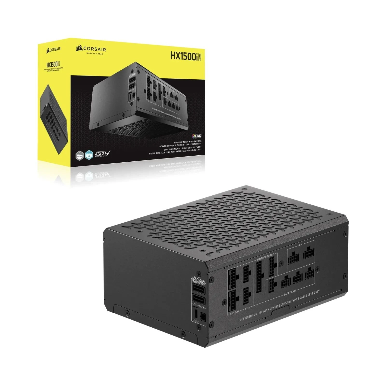 Corsair 1500W iCUE LINK HX1500i SHIFT (CP-9020269-EU) (UA) Тип БП: модульные , для
