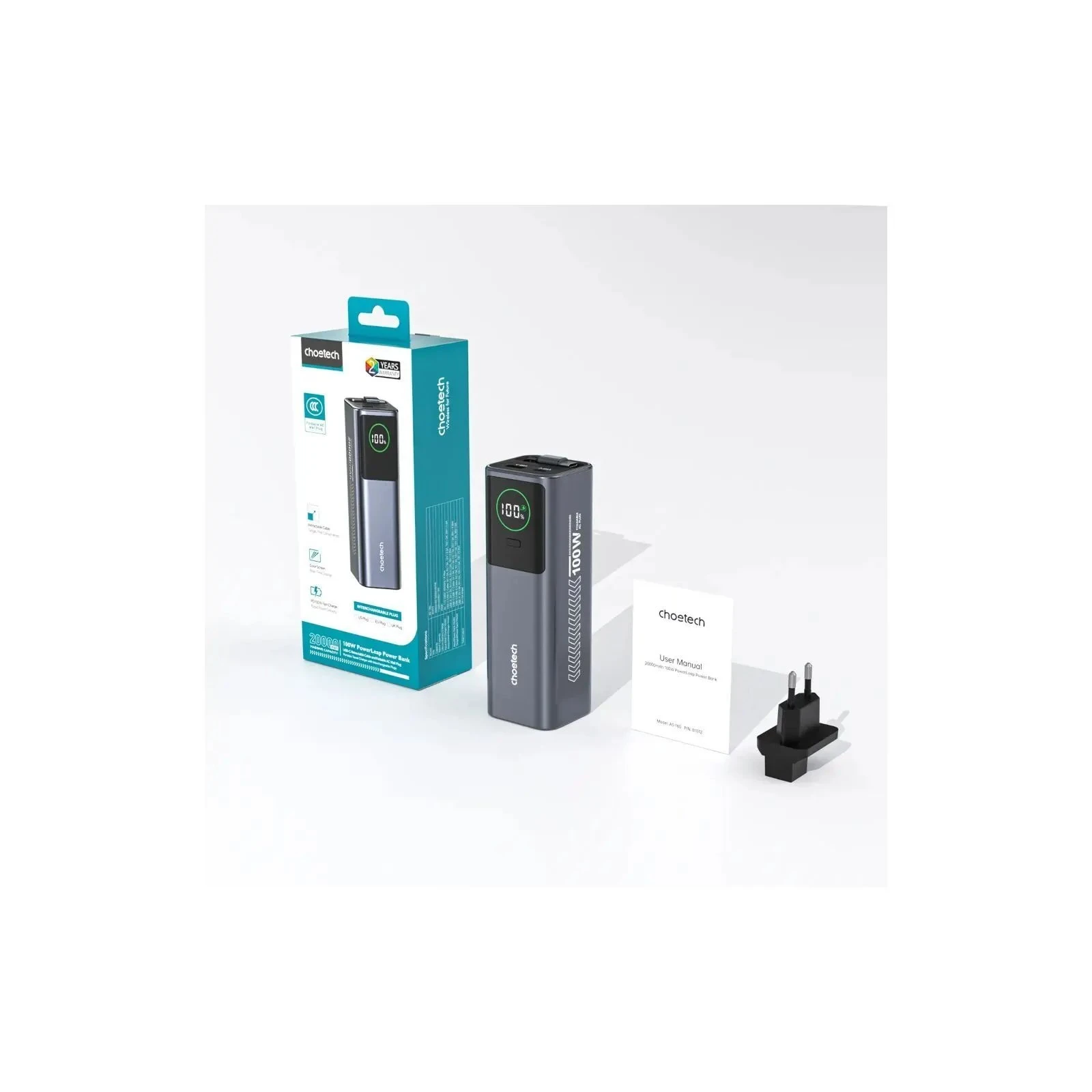 Choetech 20000mAh, PD/100W, QC, AFC, AC input (B1012) (UA)