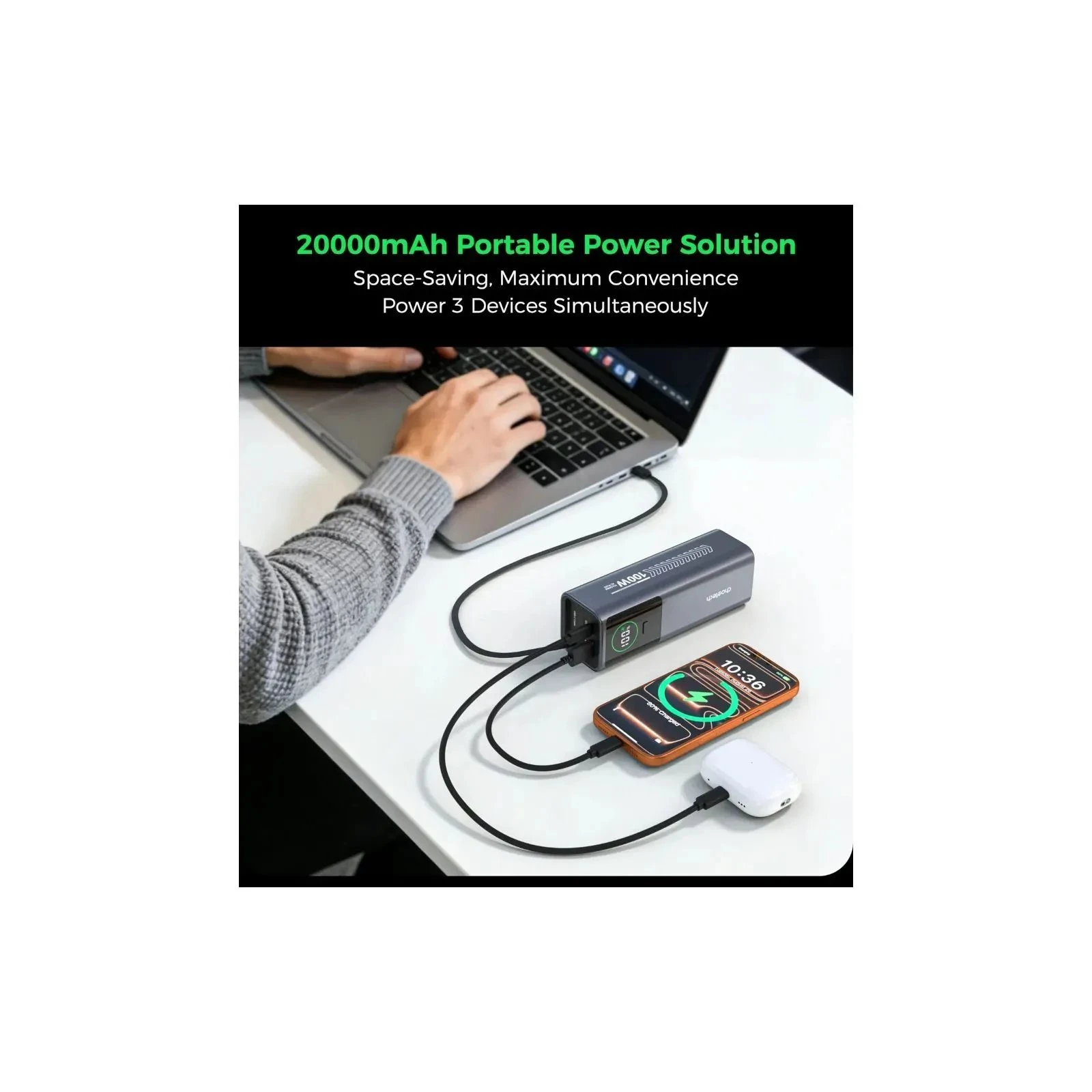 Choetech 20000mAh, PD/100W, QC, AFC, AC input (B1012) (UA)