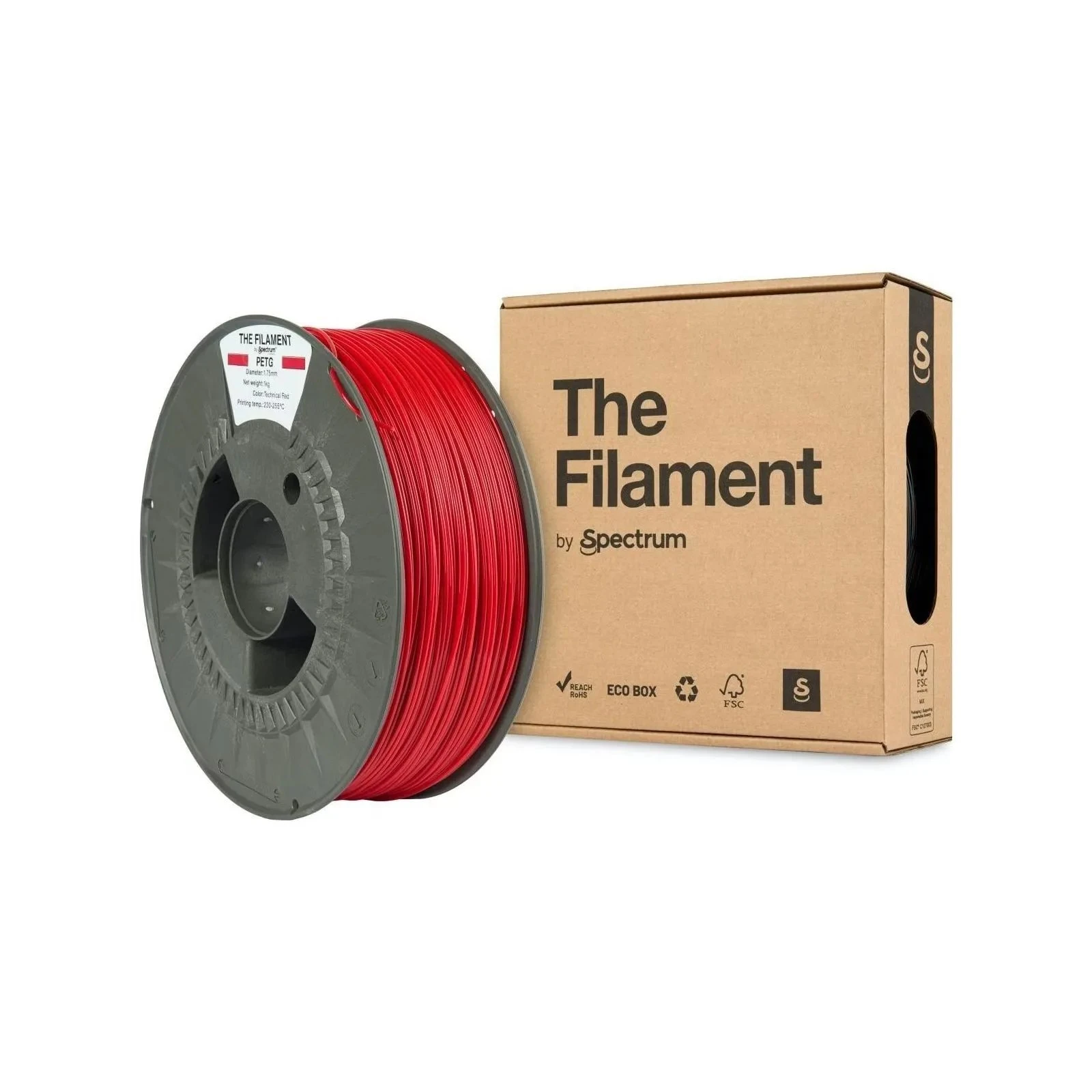 Пластик для 3D-принтера The Filament PETG 1.75mm TECHNICAL RED 1kg (TF-24020) (UA)
